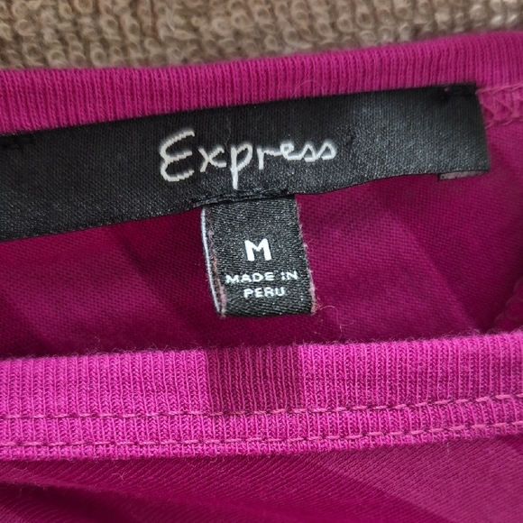 Express Y2K Going Out Top V Back Tie Metalic Rhinestone Embellished Fushia - Picture 2 of 5